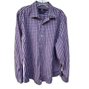 Vineyard Vines Button Down Slim Fit Whale Shirt Blue Purple Checkered Mens XL